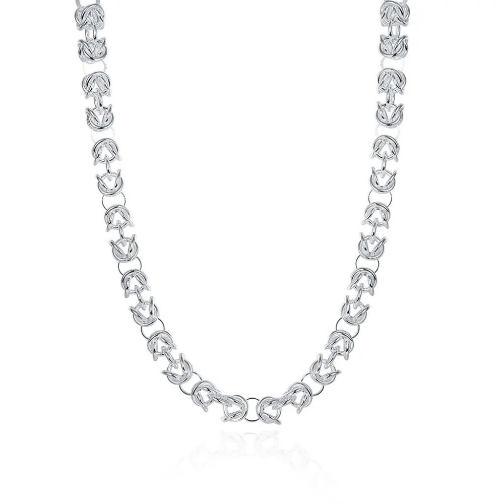18 Inch Long Byzantine Toggle Chain  7mm Wide Stamped .925 Solid Sterling Silver - Picture 5 of 6